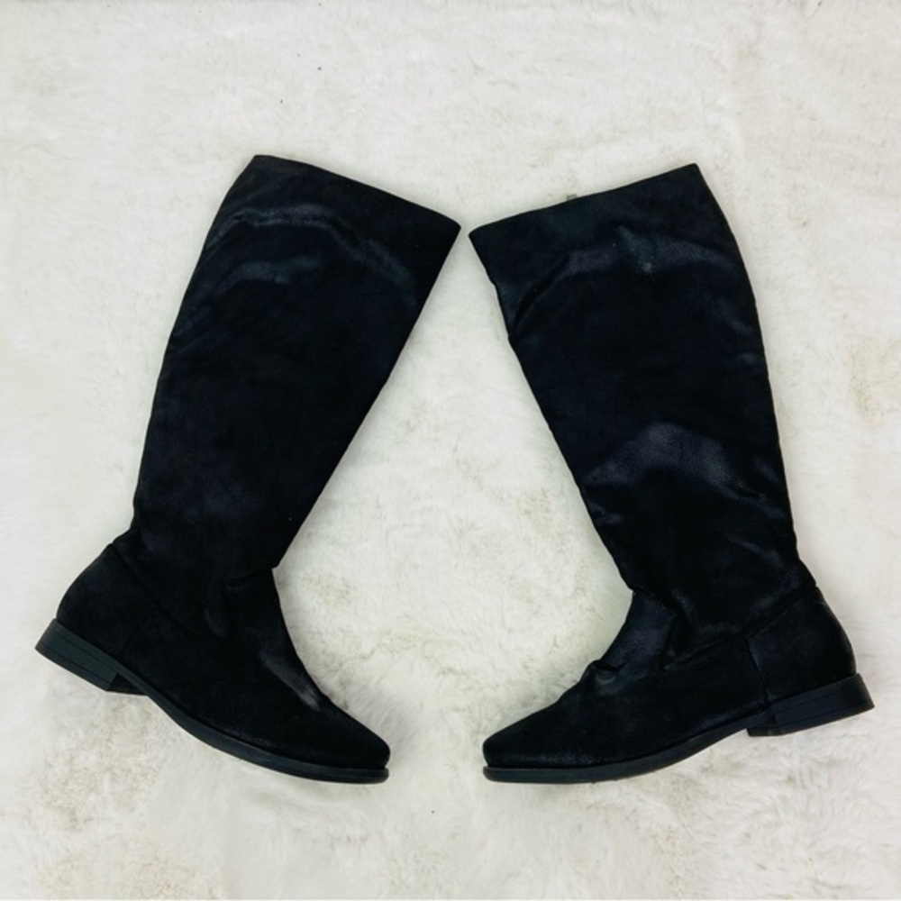BAMBOO Black faux leather flat Boots size 7.5